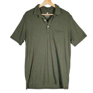 Woolly 100% Merino Wool Polo Shirt Mens L Olive Green Base Layer Pocket